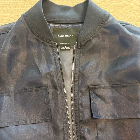 Sanctuary Evereve Skyline organza Navy Sheer Bomber Jacket - Picture 6 of 10